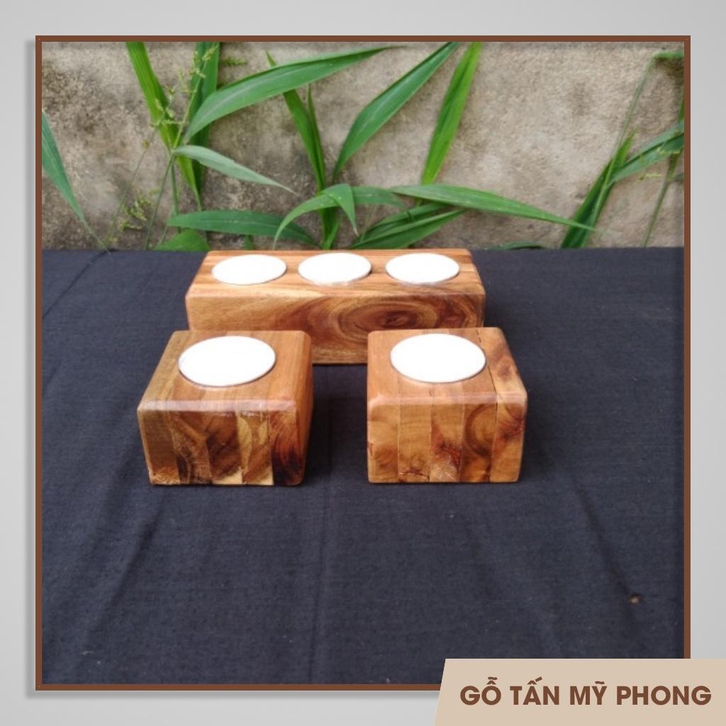 Đế nến gỗ HANDMADE decor để bàn | NẾN tealight I Trang trí homestay - Hình chữ nhật