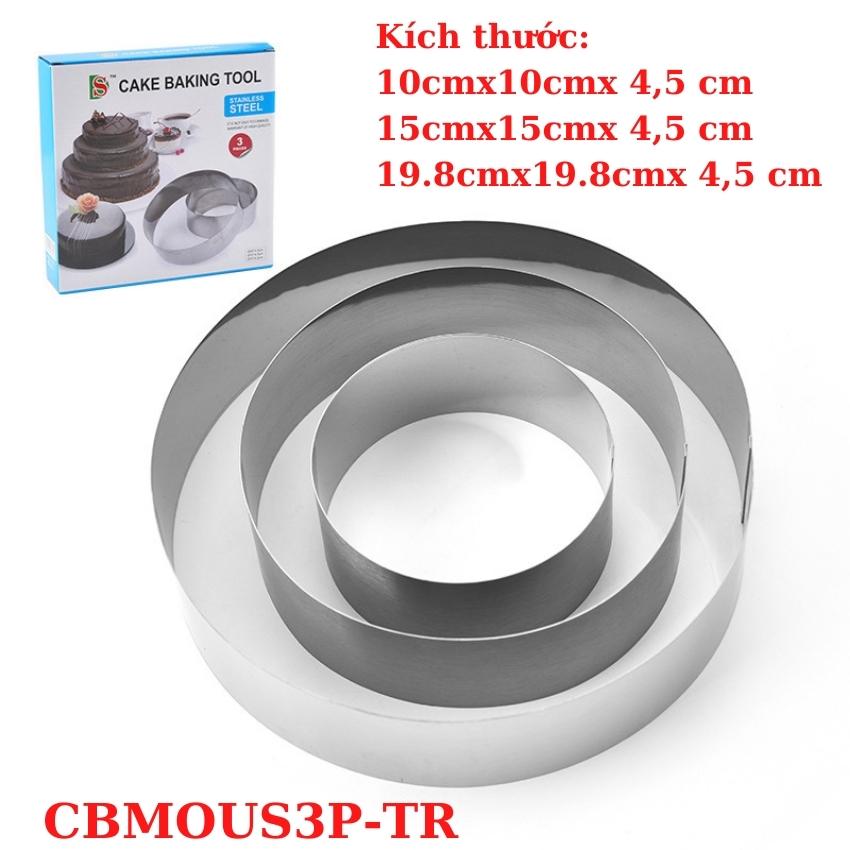 Khuôn RING Mousse Nhấn Cookies Cutter Dụng Cụ Làm Bánh Quy - CBMOUS3P-TR