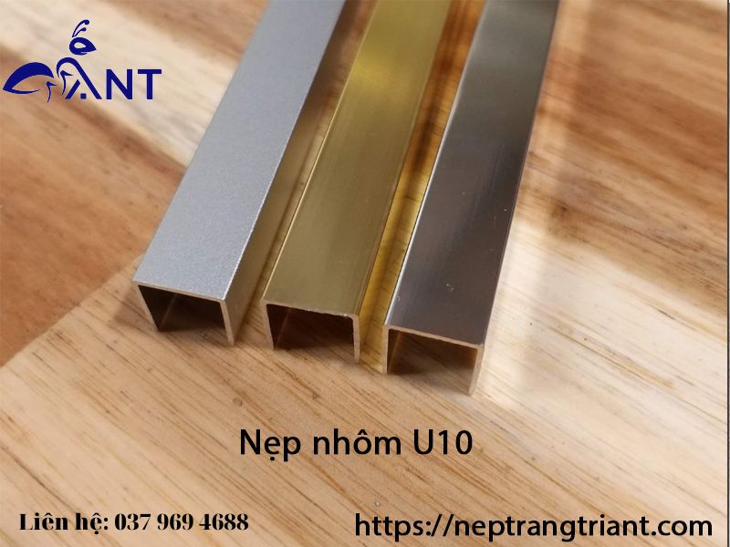 Nẹp nhôm u10, nẹp u chạy chỉ tường, trang trí nhà cửa, thanh dài 2m5, giá tính theo thanh