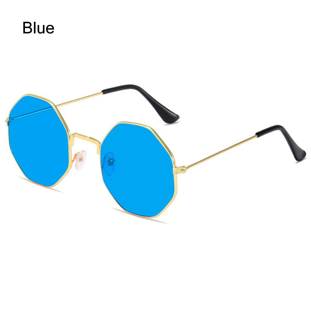 Mùa Hè Kính Chống Nắng UV400 Bảo Vệ Kính Mắt Bát Giác Đa Giác Retro Kính Mát Nam Sắc Thái Kính Mát Nữ Color: Gold-Yellow