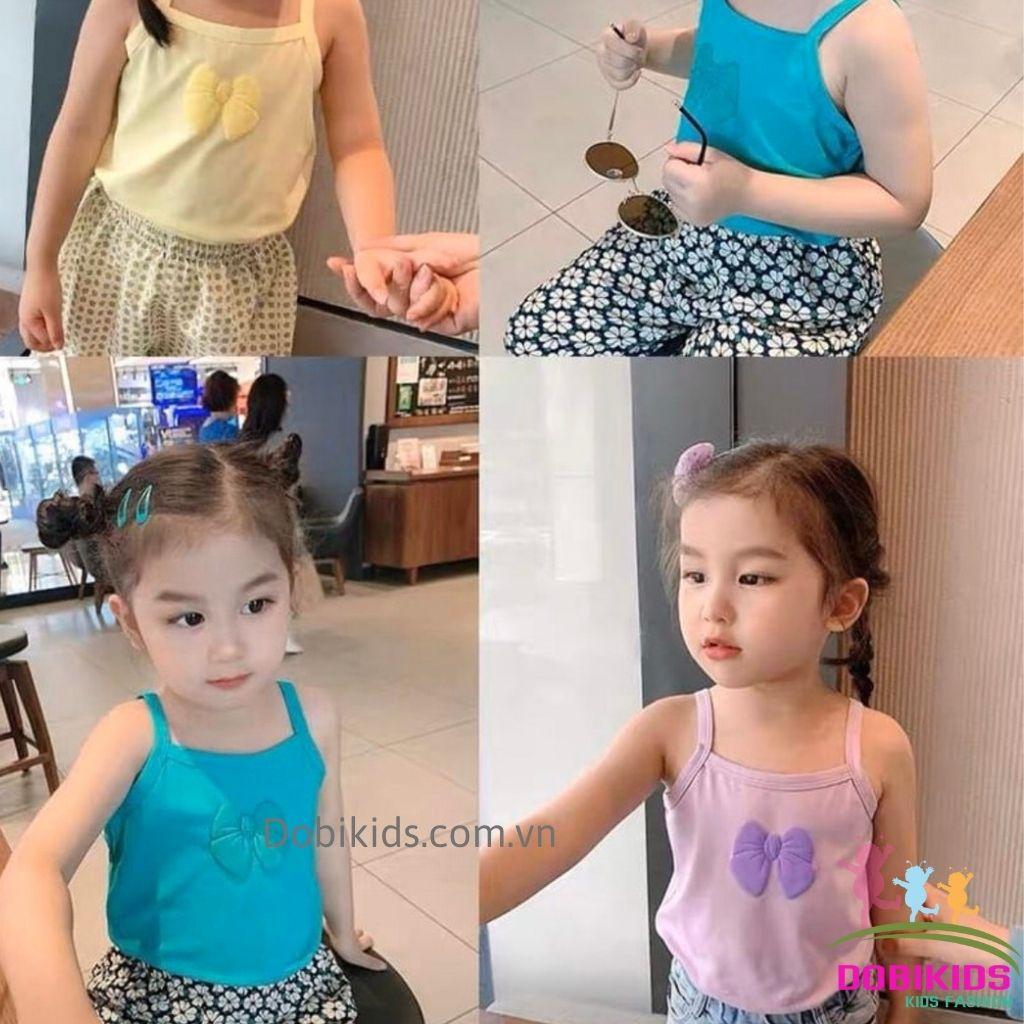 Áo 2 dây bé gái Dobikids thun cotton đẹp loại 1 co giãn mềm mát cho bé 9-25kg