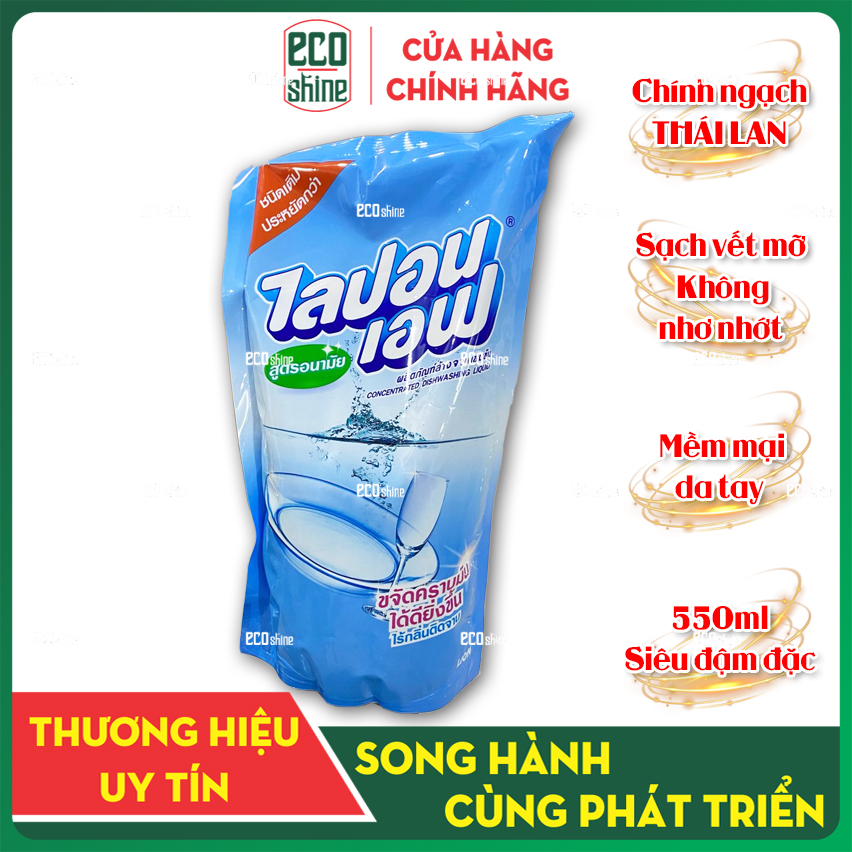 Nước Rửa Chén TháiLan Lipon 550ml Không Mùi, Sạch Bóng, Mềm Mại Da Tay Tuyệt Vời Nhất ecoboss.