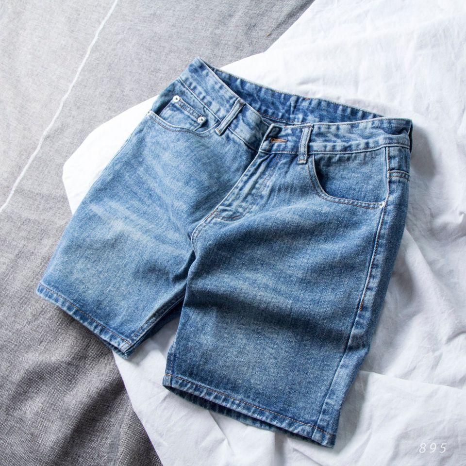 Quần short jeans XINZE 895 xanh đậm trơn