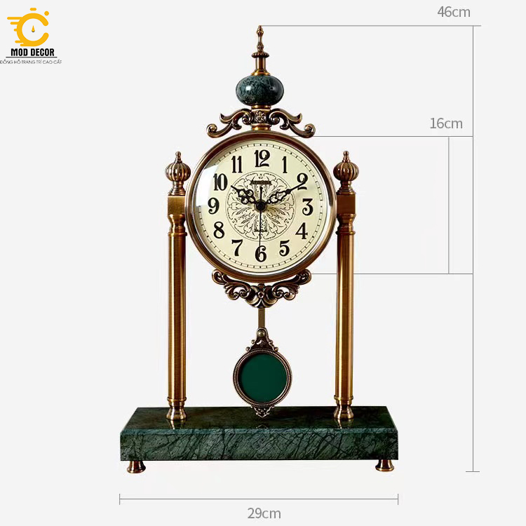 Đồng hồ để bàn decor trang trí cao cấp Mod Decor phong cách cổ điển mã 6909-1