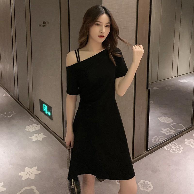 Đầm tay ngắn dáng chữ A thiết kế trễ vai cho phái nữ