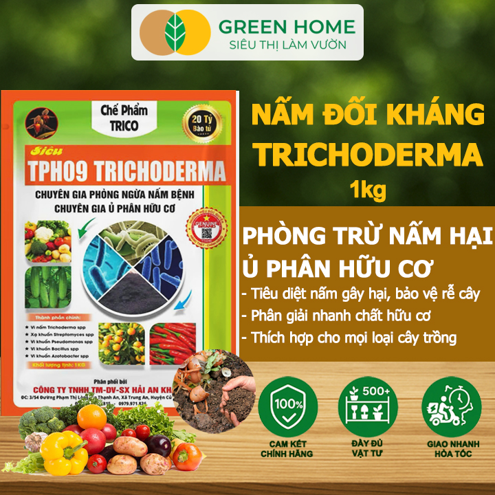 Men Vi Sinh Nấm Trichoderma Greenhome, Bao 1kg, Ủ Phân Hữu Cơ, Ủ Rác,Khử Mùi, Cải Tạo Đất