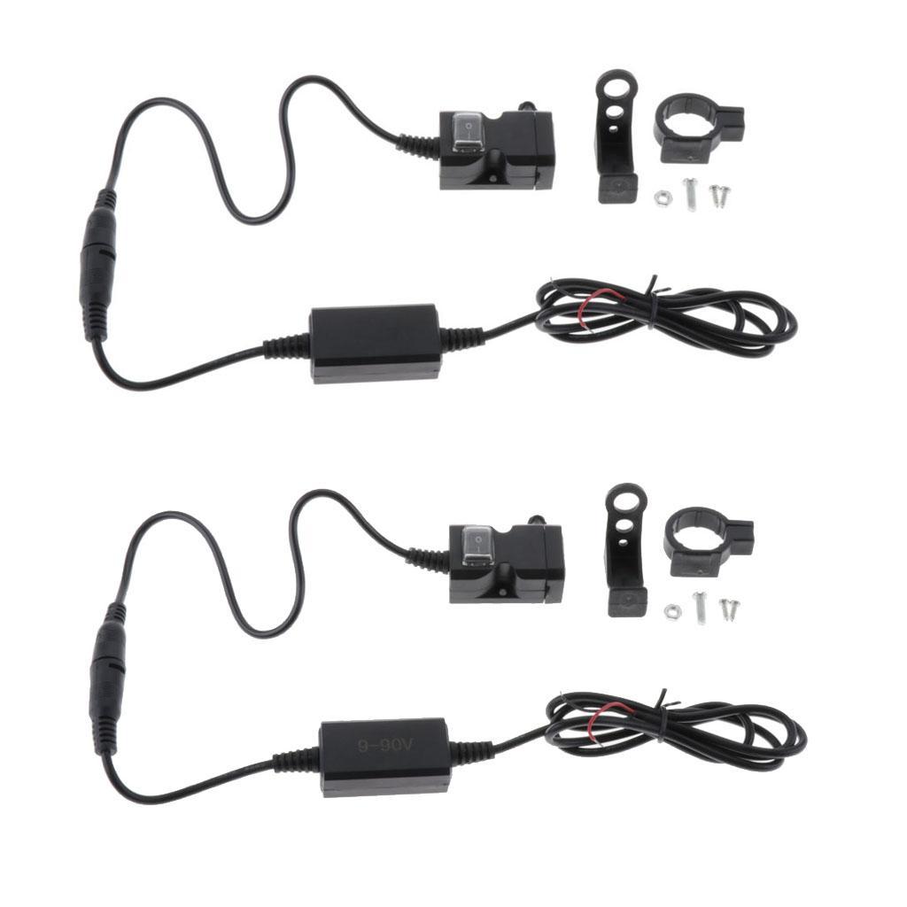 Waterproof Dual USB Handlebar Charger Socket w/ Switch &Mount 12-24V
