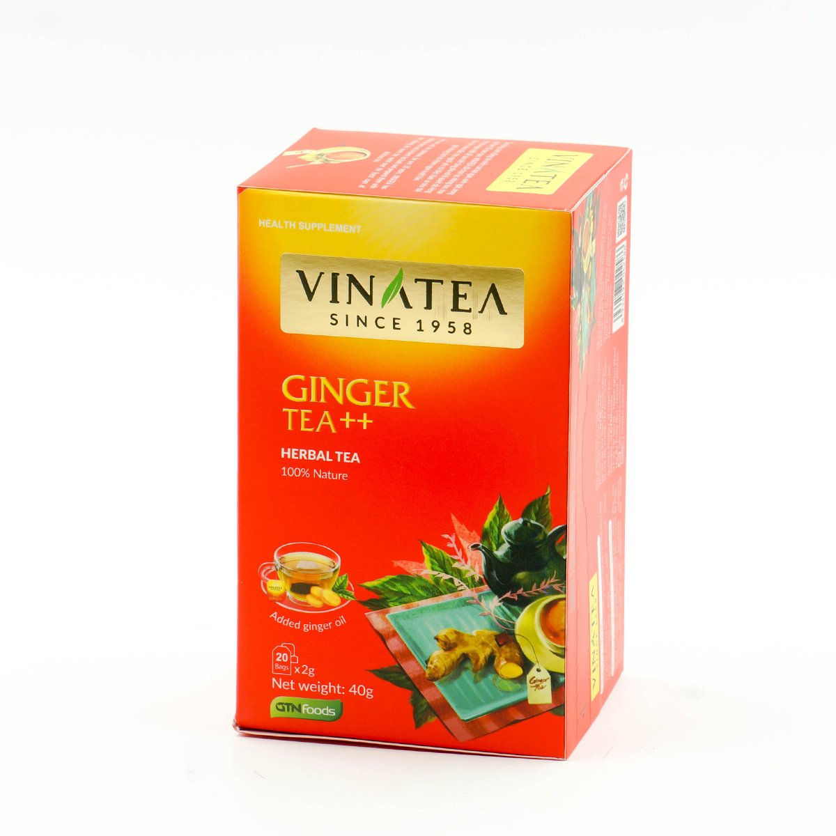 Combo 2 hộp Trà Vinatea Gừng ++ Túi Lọc (40g/hộp)