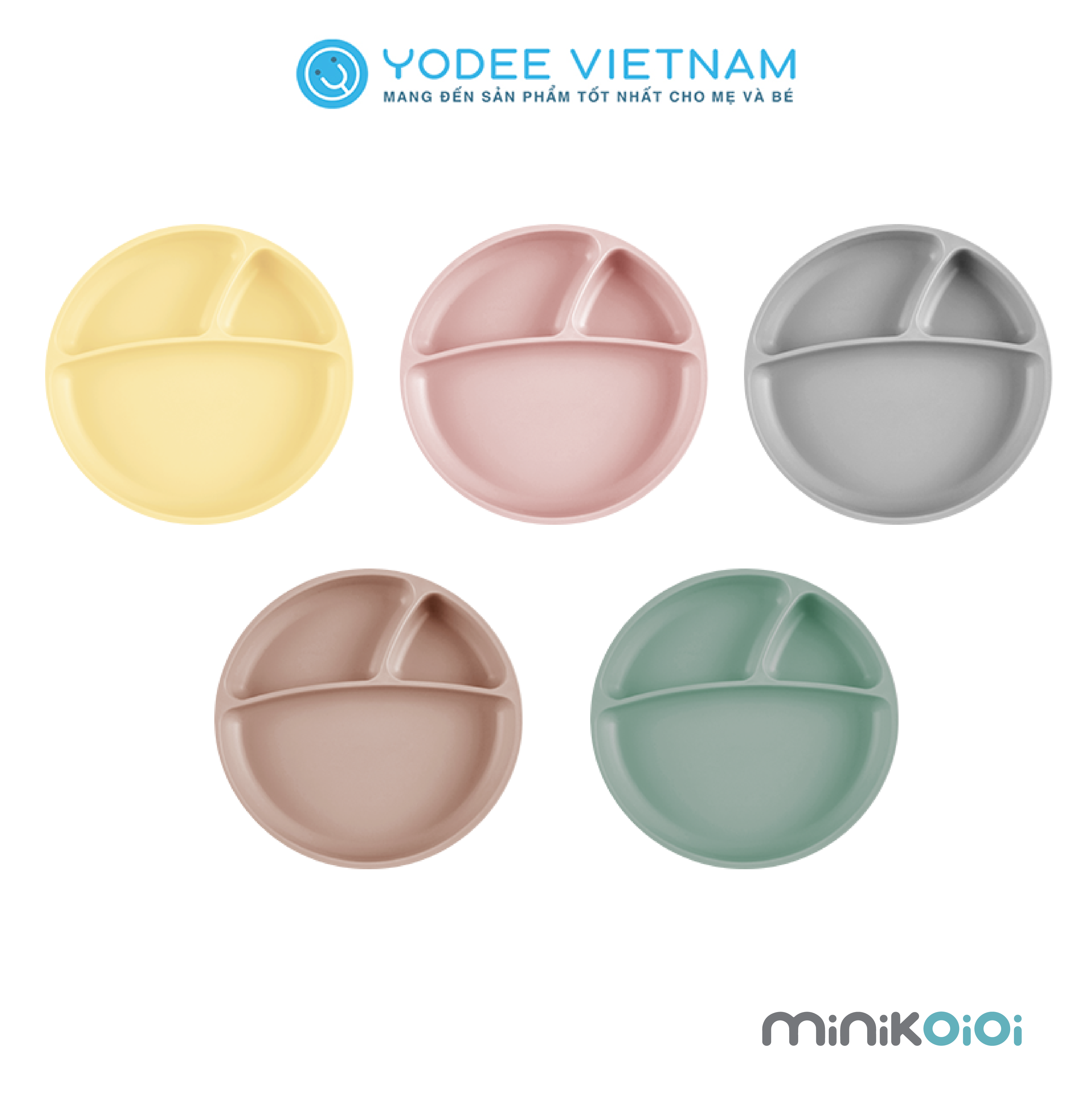 MinikOiOi Khay ăn dặm silicone cao cấp cho bé có đế hít chống trơn an toàn và tiện lợi