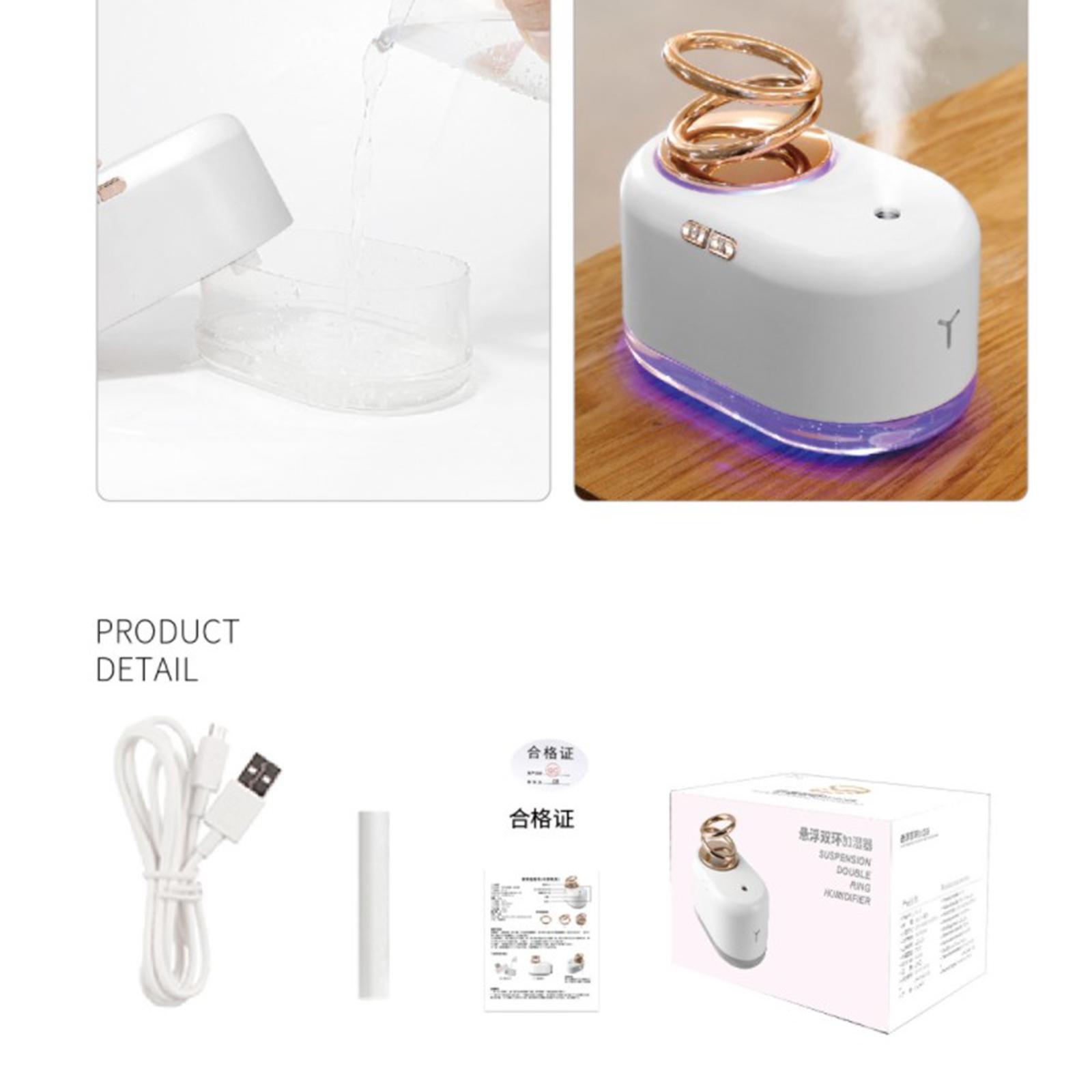 300ml Water Tank Cool Mist Humidifier Diffuser for Baby Home Bedroom Office Whisper-Quiet 2 Working Mist Mode, 7 Color LED Night Light,