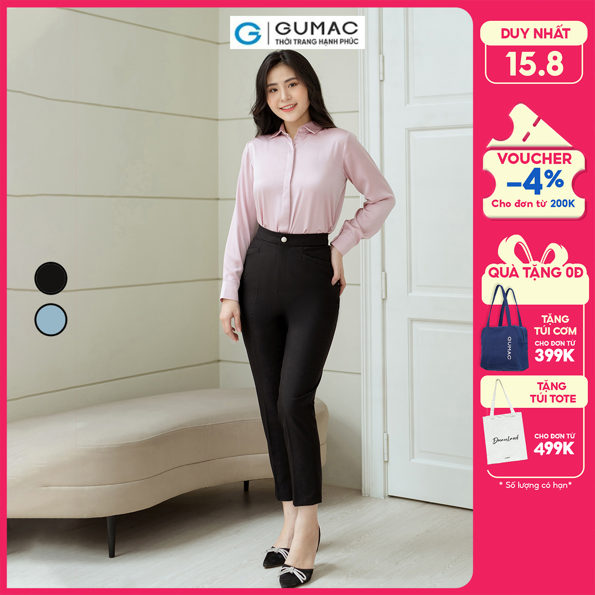 Quần ống đứng túi kiểu GUMAC QD08044