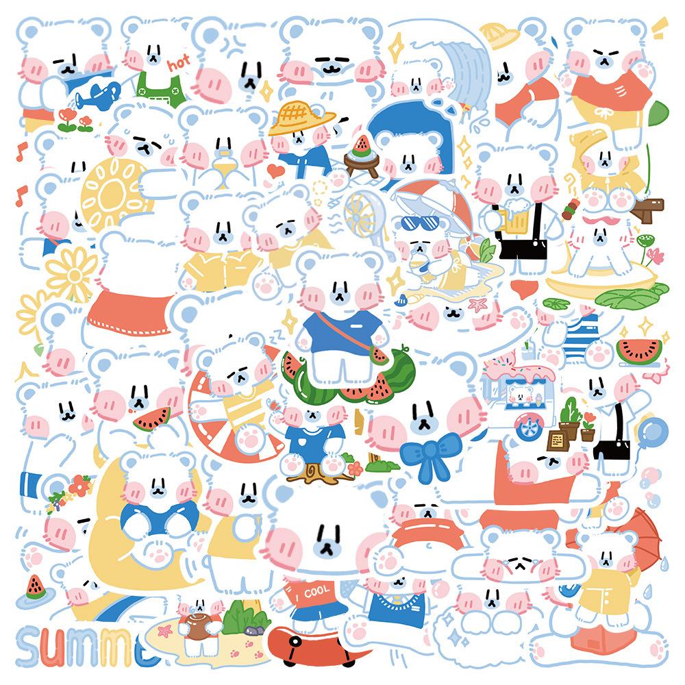 Sticker gấu trắng chibi hoạt hình cute trang trí mũ bảo hiểm,guitar,ukulele,điện thoại,sổ tay,laptop-mẫu S86