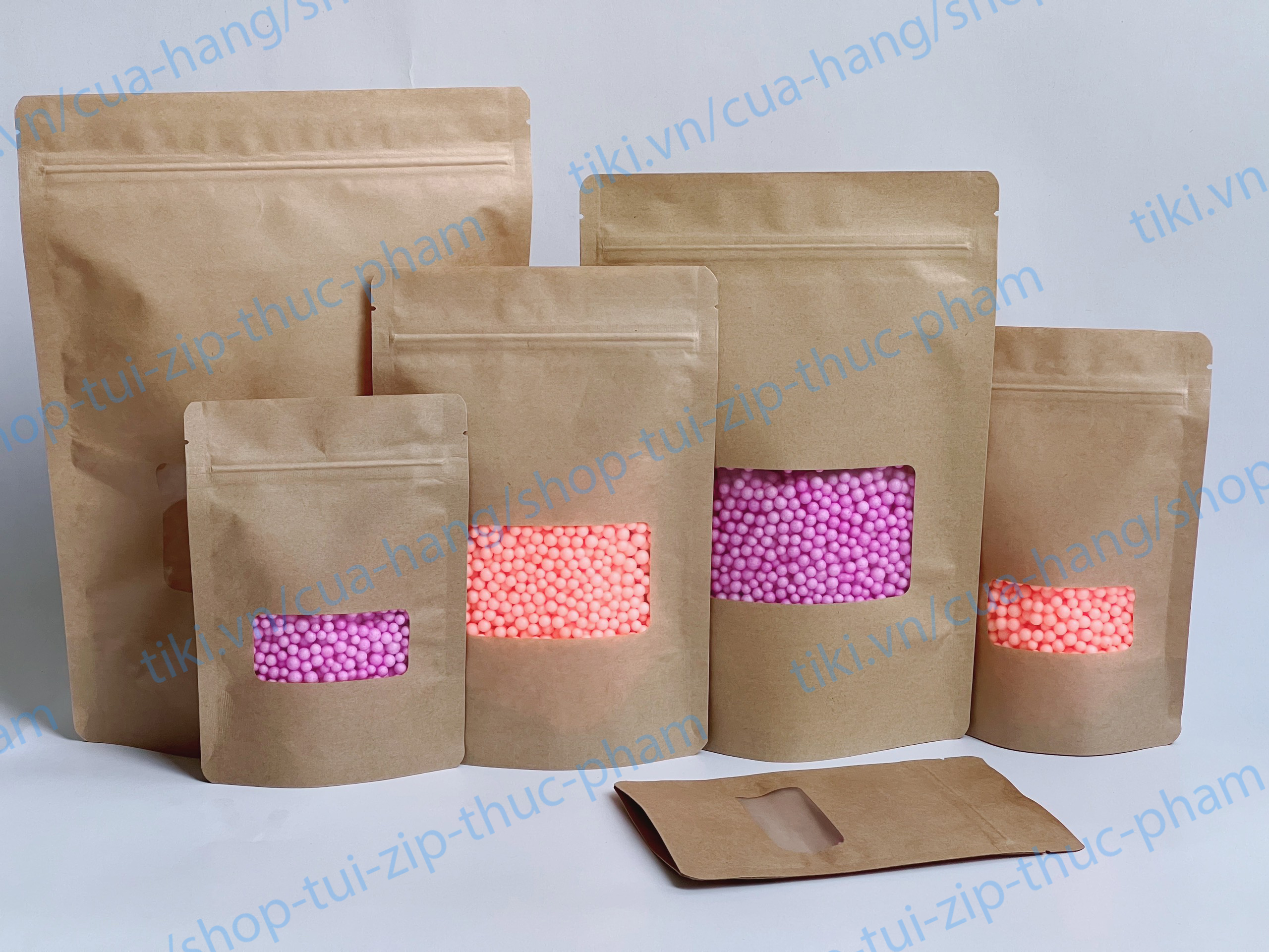 0.5KG Túi Zip Giấy Cửa Sổ - Túi zip giấy kraft đáy đứng - Túi Giấy Đựng Thực Phẩm Khô - size