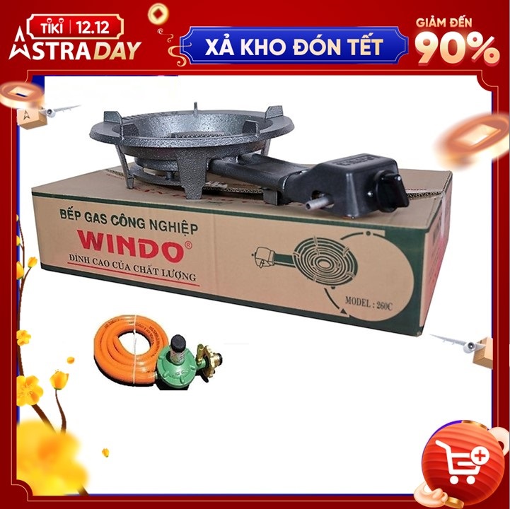 Bếp gas công nghiệp  Windo 260C - Tặng bộ van dây (đầu đốt gang) - Hàng Chính Hãng