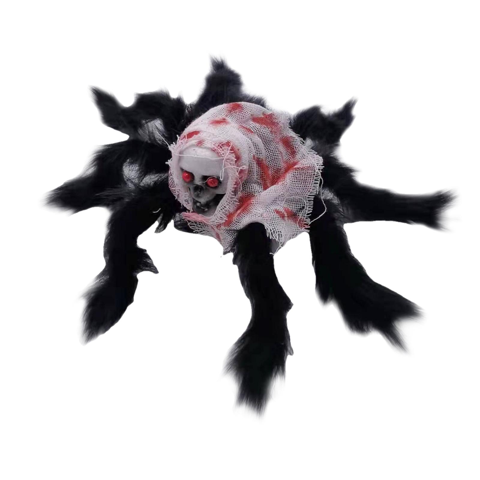 15 Inch Halloween Giant Spider Scary Creepy Skull Spider Halloween Skeleton Head Spider Realistic Hairy Spider Props
