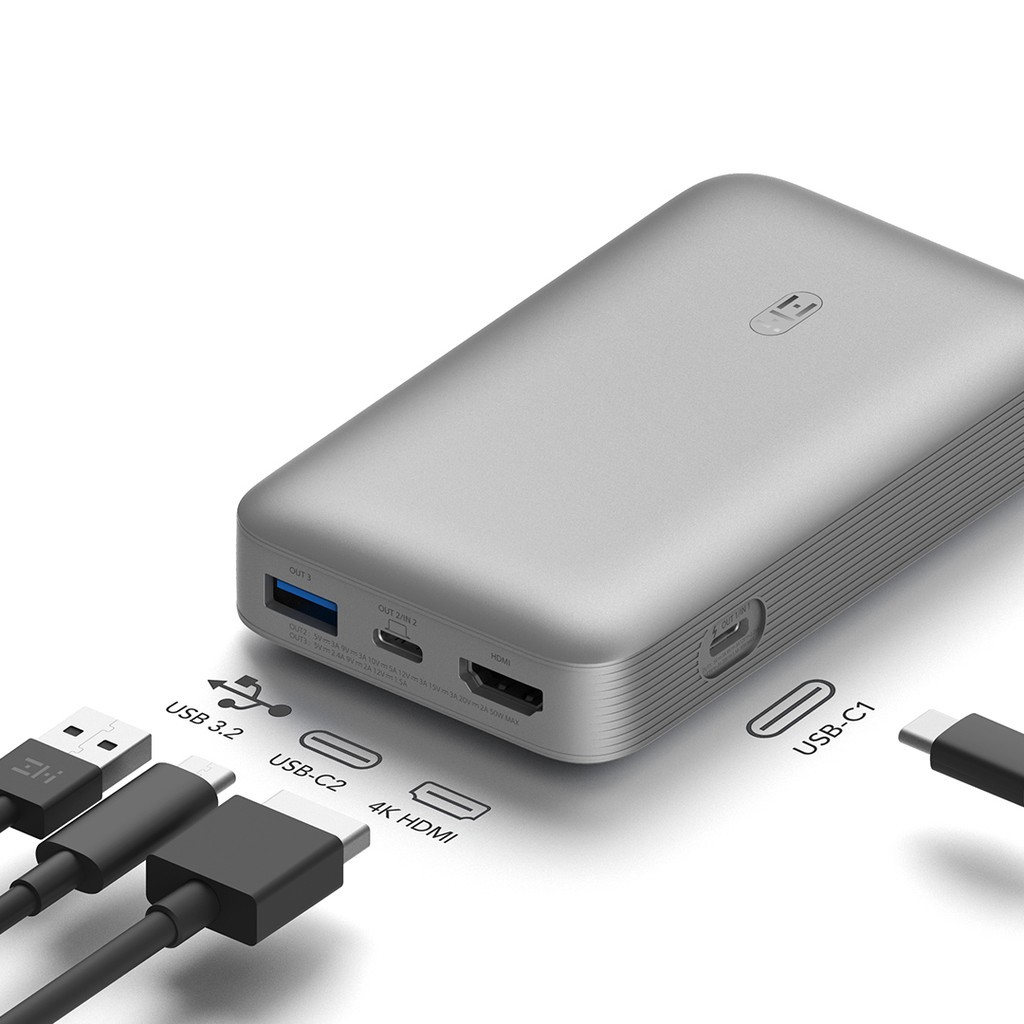 Sạc dự phòng kiêm HUB ZMI QB816 USB-C 1000MAH sạc nhanh 65W- Hàng Nhập Khẩu