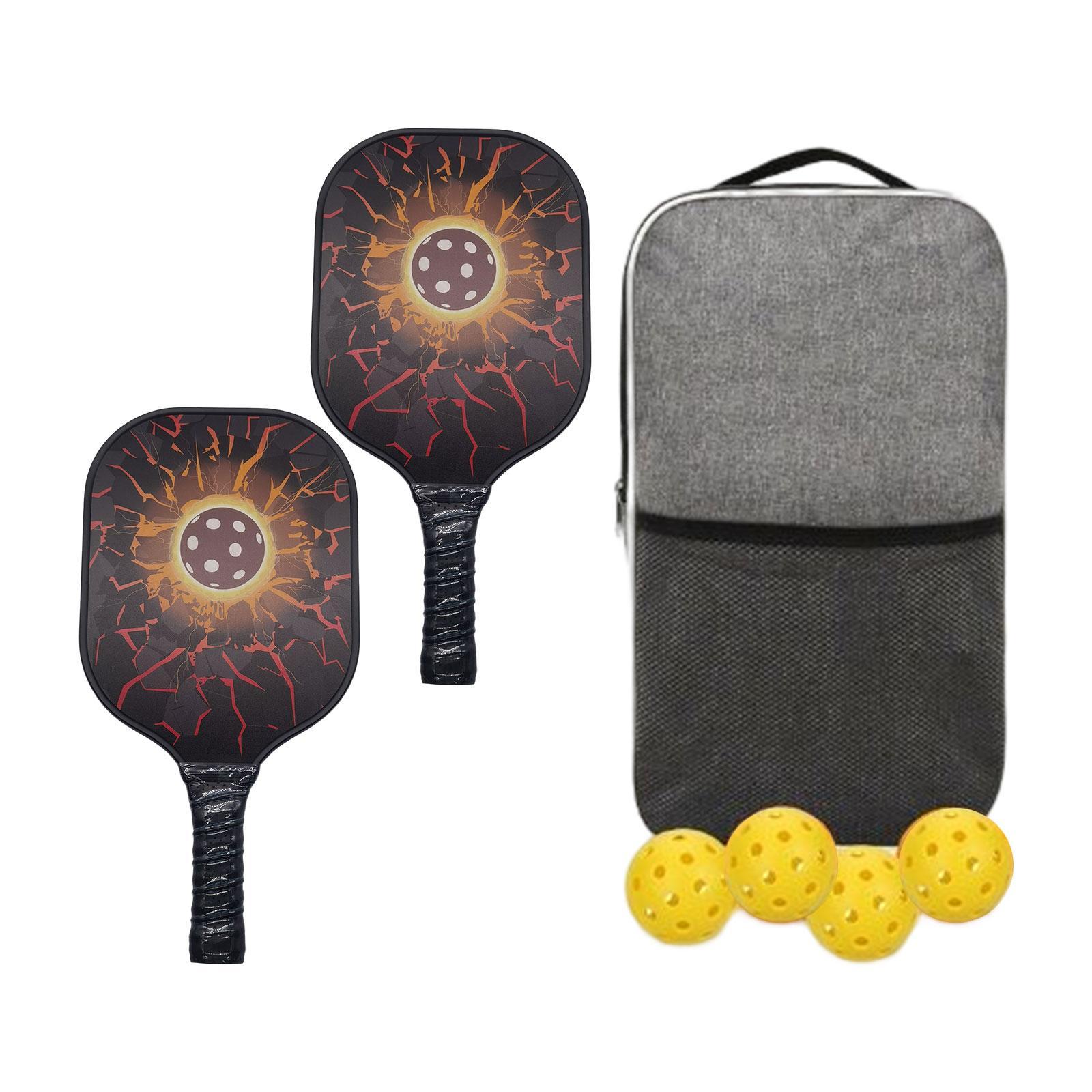 Pickleball Paddles Set of 2 Indoor Outdoor Pickleballs Balls with Storage Bag Pickleball Racquets for Beginner to Advanced Player