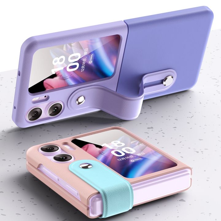 Ốp lưng đai đeo hand trap chống sốc cho Oppo Find N2 Flip hiệu HOTCASE Wristband Stand Phone Case - chất liệu cao cấp, thiết kế thời trang sang trọng có đai đeo tay an toàn - Hàng nhập khẩu