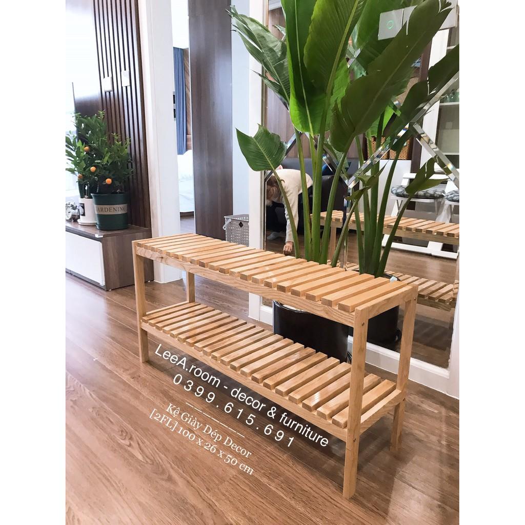 Kệ Giày Dép Decor Gỗ Tần Bì Cao Cấp - Loại 2 Tầng Size L
