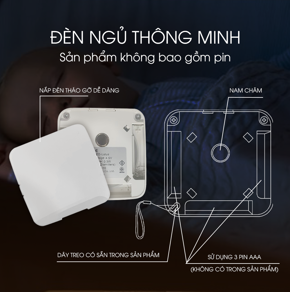 Đèn ngủ Opple hoa sen - cảm biến chuyển động thông minh