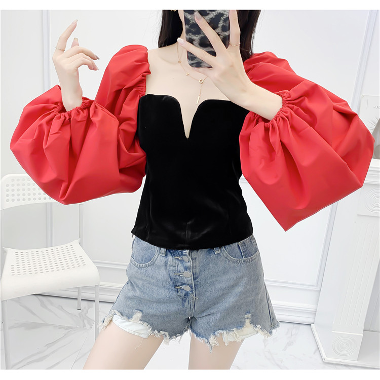 Áo kiểu cổ V tay phồng - A05S