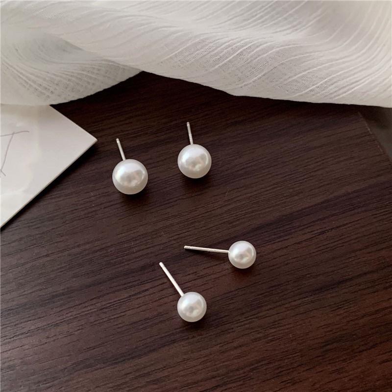 E004 Khuyên Tai Bông Tai Nữ Thiết Kế Hàn Quốc Hạt Trai Đơn Giản Sang Đẹp Xinh Đi Làm Chơi Ring House
