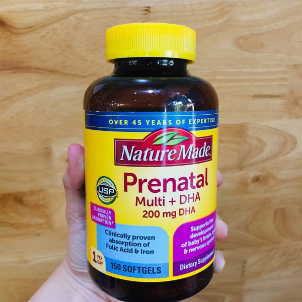 Vitamin tổng hợp cho bà bầu Mỹ Prenatal Folic Acid+ DHA Nature Made giúp phát triển não bộ, hệ thần kinh, xương và mắt của bé, hỗ trợ sức khỏe của mẹ - OZ Slim Store