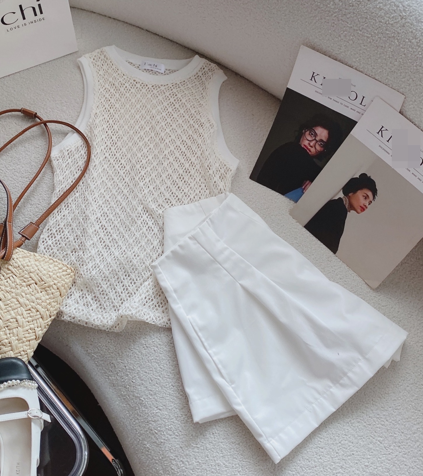 SET ÁO LƯỚI SÁT NÁCH MÀU PASTEL XUYÊN THẤU + QUẦN GIẢ VÁY NGẮN SHORTS ỐNG RỘNG LƯNG CAO ĐI CHƠI TIỆC DẠO PHỐ ĐI BIỂN ĐI LÀM CÔNG SỞ