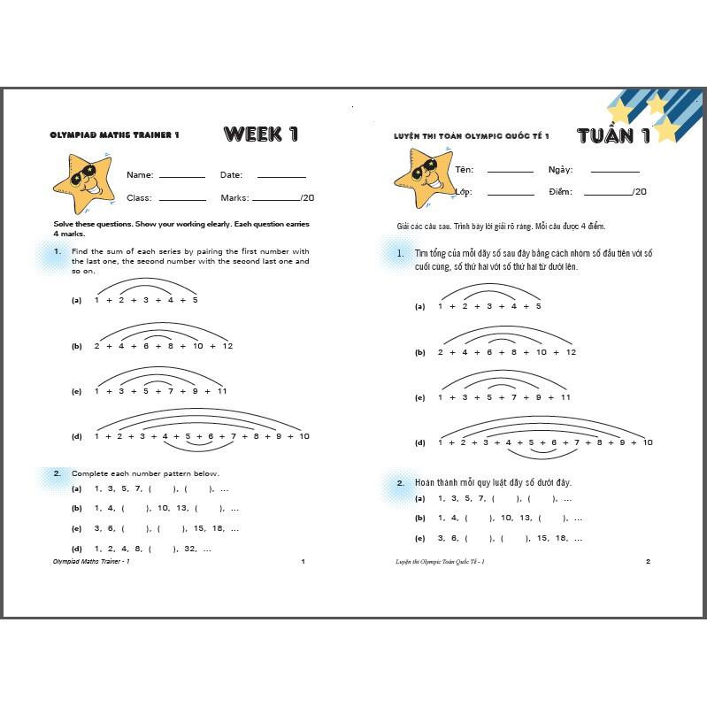 Sách Đánh Thức Tài Năng Toán Học 1, Luyện thi Olympic Toán quốc tế 1 - Á Châu Books (Bộ 2 cuốn, 7 - 8 tuổi )