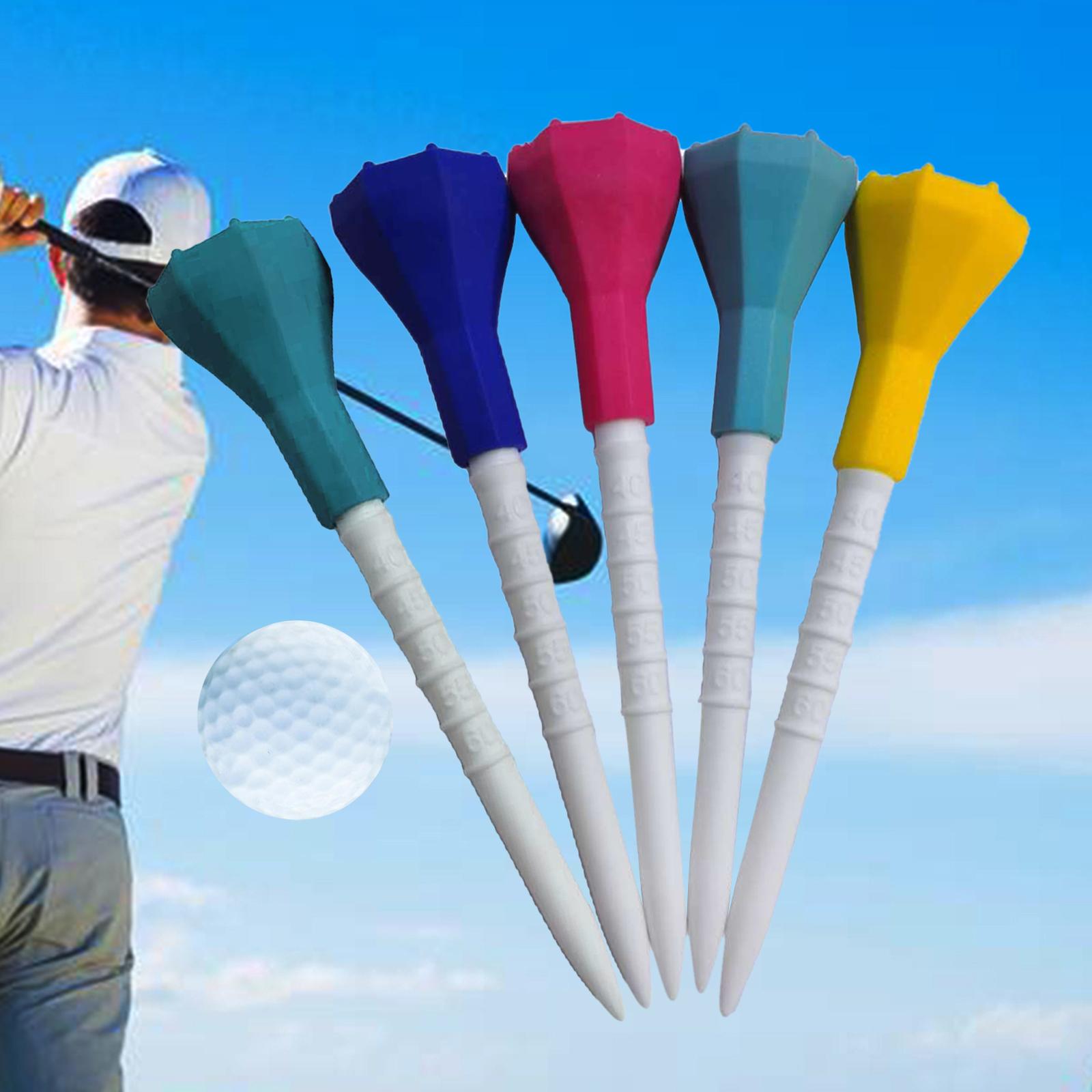 5Pcs Plastic Golf Tees 87mm Reusable Rubber Cover Top Golf Tee Golf Practice