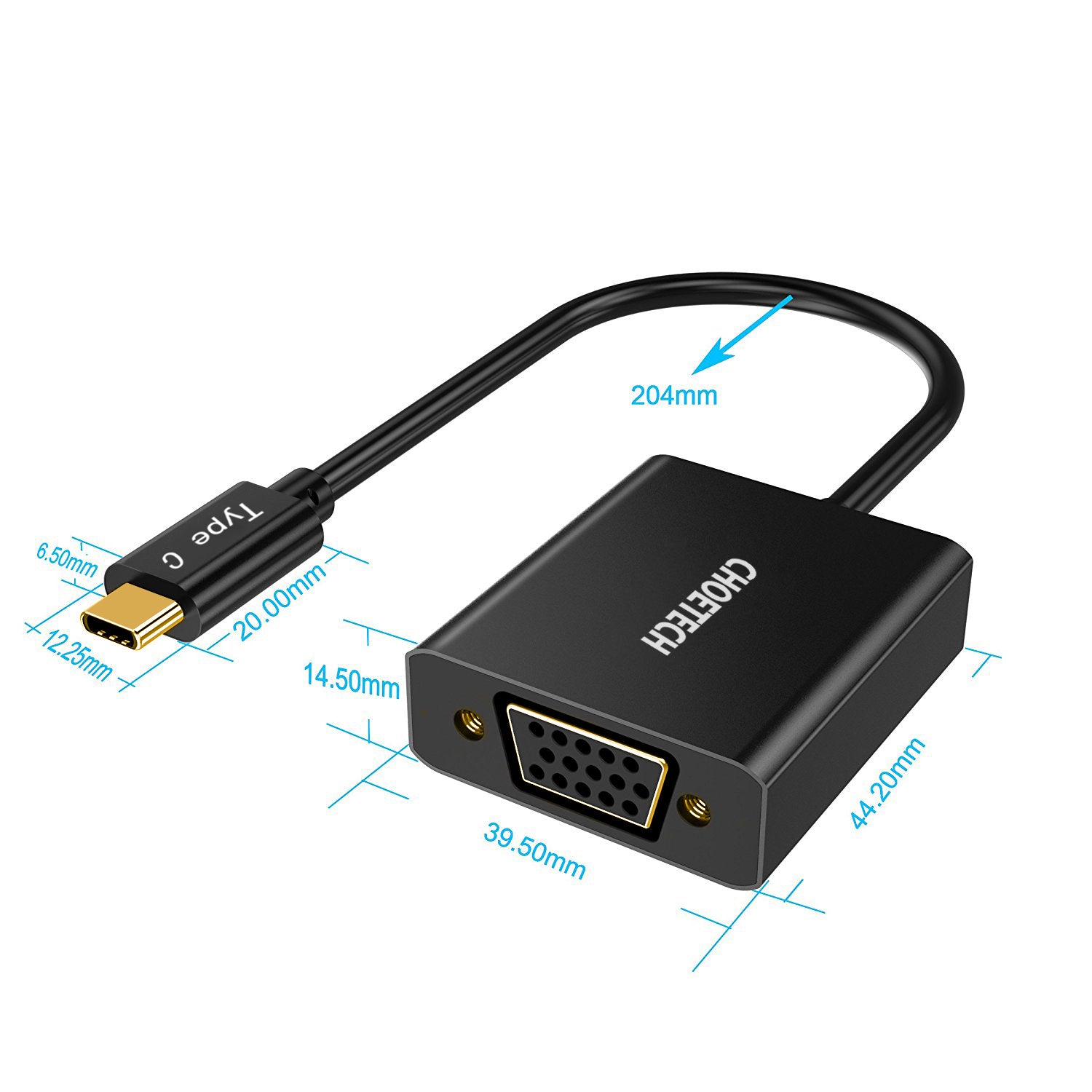 Hub Chuyển Đổi Type C To VGA 1080P 60Hz Choetech HUB-V01 (Hàng chính hãng)