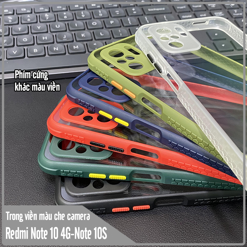 Ốp lưng cho Xiaomi Redmi Note 10S - Note 10 4G trong viền màu che camera 4 Góc chống sốc