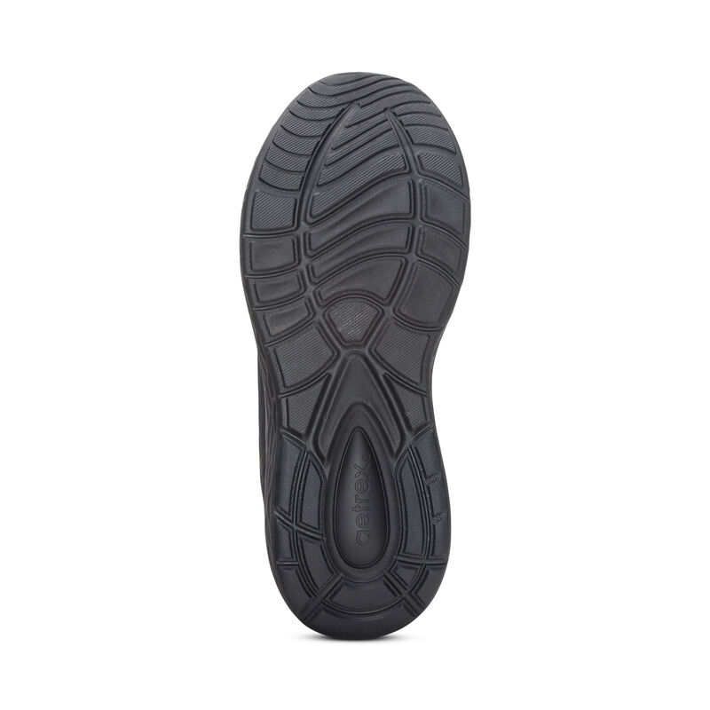 Giày thể thao sức khỏe nam Aetrex Chase Full Black - Sneaker đế cao đệm nâng vòm tăng cường