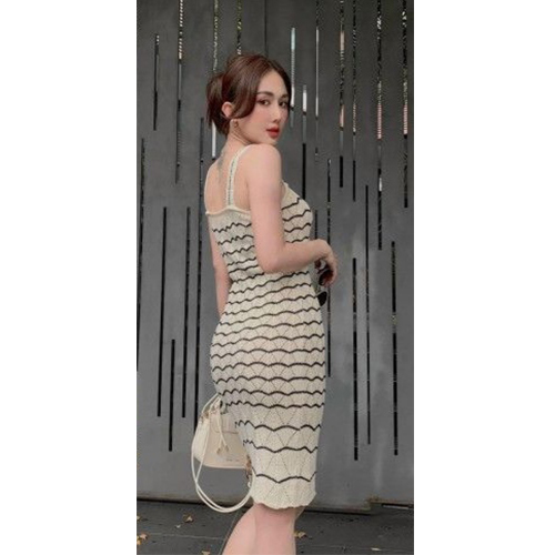 Đầm body 2 dây len lượn sóng cho nữ DN629