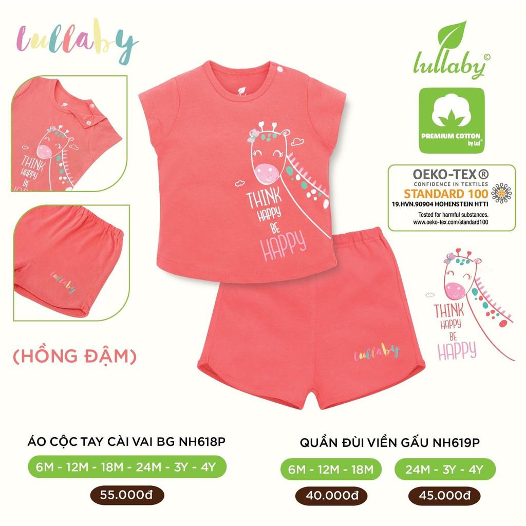 Quần đùi cotton bé gái Lullaby, quần cộc viền gấu NH619P mềm mịn