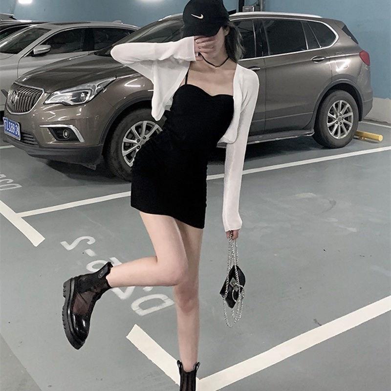 [L2M] Áo KHOÁC nhẹ nữ Cardigan len Quảng Châu PHONG CÁCH PHÁP croptop tay dài cực xinh dễ phối đồ