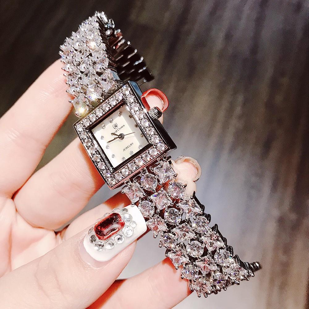 Đồng Hồ Nữ Chính Hãng Royal Crown D8160 Jewelry Dây Kim Loại Đính Đá Chống Nước Chống Xước