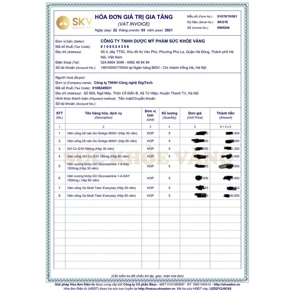 Viên uống bổ não Go Healthy GO Ginkgo 9000+ hoạt huyết dưỡng não tăng cường tuần hoàn cải thiện trí nhớ tăng khả năng tập trung