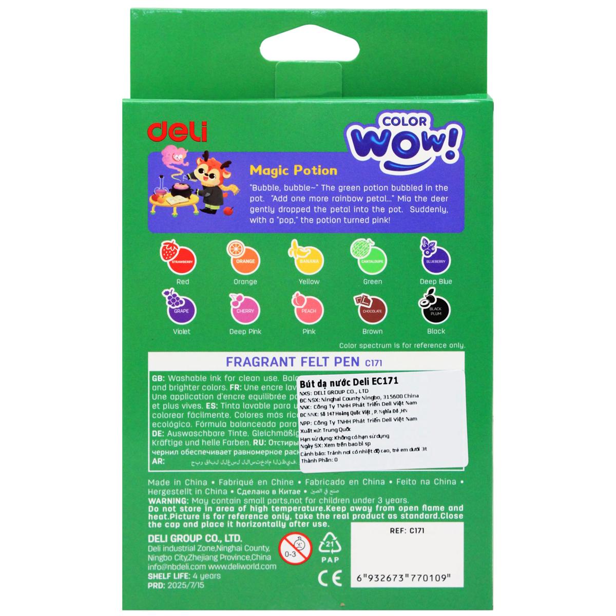 Hộp 10 Bút Dạ Nước - Hương Hoa Quả - Deli EC171