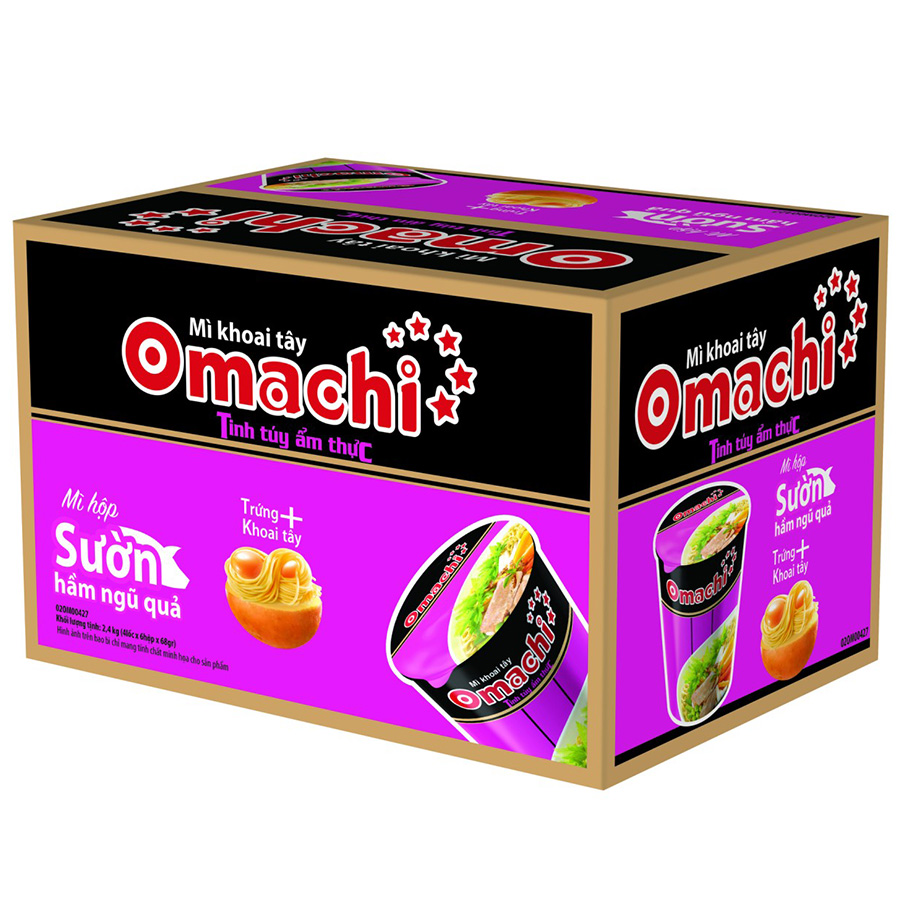 Thùng 24 Ly Mì Omachi Sườn Hầm Ngũ Quả (72g x 24)