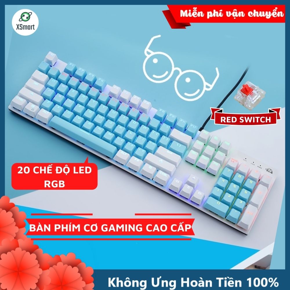 Bàn Phím Cơ Gaming Cao Cấp XSmart K1 Có 20 Chế Độ Nháy LED RGB Cực Đẹp, 104 Phím Full Size Sử Dụng Trục Cơ Red Switch Gõ Siêu Êm Bản Nâng Cấp Mới Nhất Tương Thích Với Các Dòng Máy Tính, Laptop, PC - Hàng Chính Hãng