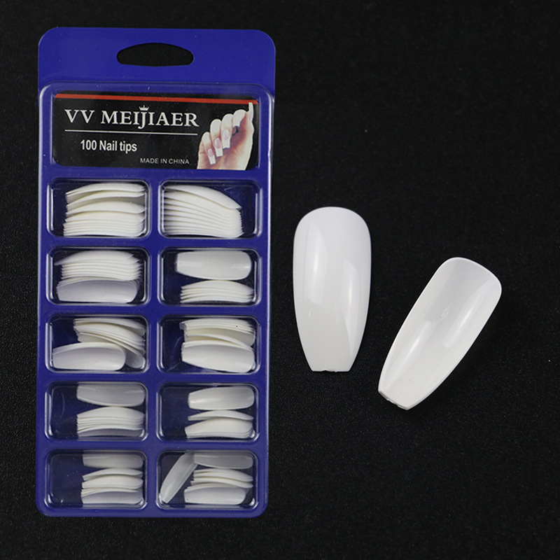 Móng úp tay giả Meijiaer nail trong suốt/ trắng che phủ toàn diện hộp 100 móng Hàn Quốc