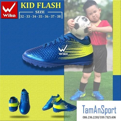 Giày bóng đá Wika Flash Kid ôm chân siêu bền, đinh TF khâu full đế, giày đá banh, giày sân cỏ nhân tạo ( tặng tất)