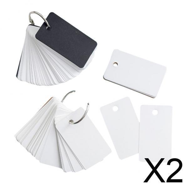 2xNote Card with Binder Ring Memo Pad DIY flash cards Black