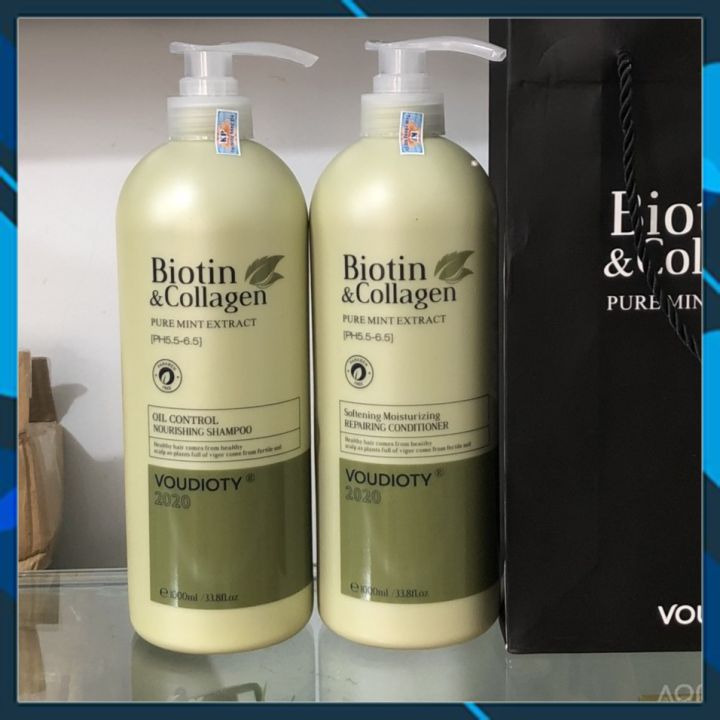 DẦU XẢ SOFTENING MOISTURZING REPAIRING BIOTIN &amp; COLLAGEN XANH RÊU MỀM MƯỢT NGĂN GÃY RỤNG CHO TÓC &amp; DA ĐẦU DẦU NHỜN 1000ML