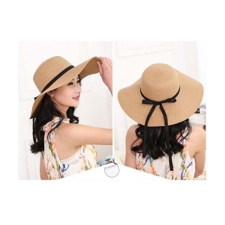 Nón đi biển rộng vành đính nơ xinh xắn, cá tính Dma store