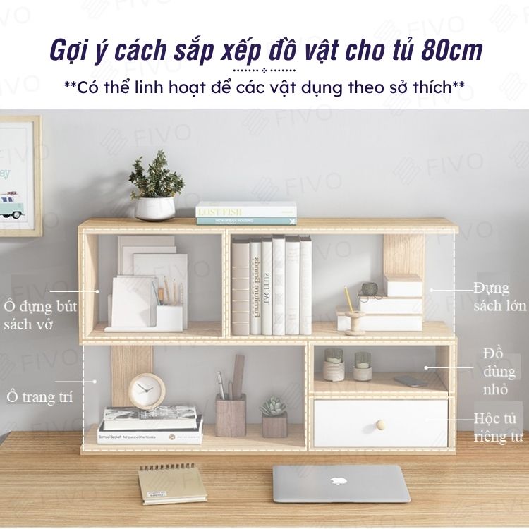 Kệ Sách Để Bàn Gỗ MDF FIVO FB20 Thích Hợp Cho Bàn Học Dễ Lắp Ráp (60 x 20 x 60 cm)- Hàng Chính Hãng - Không Hộc