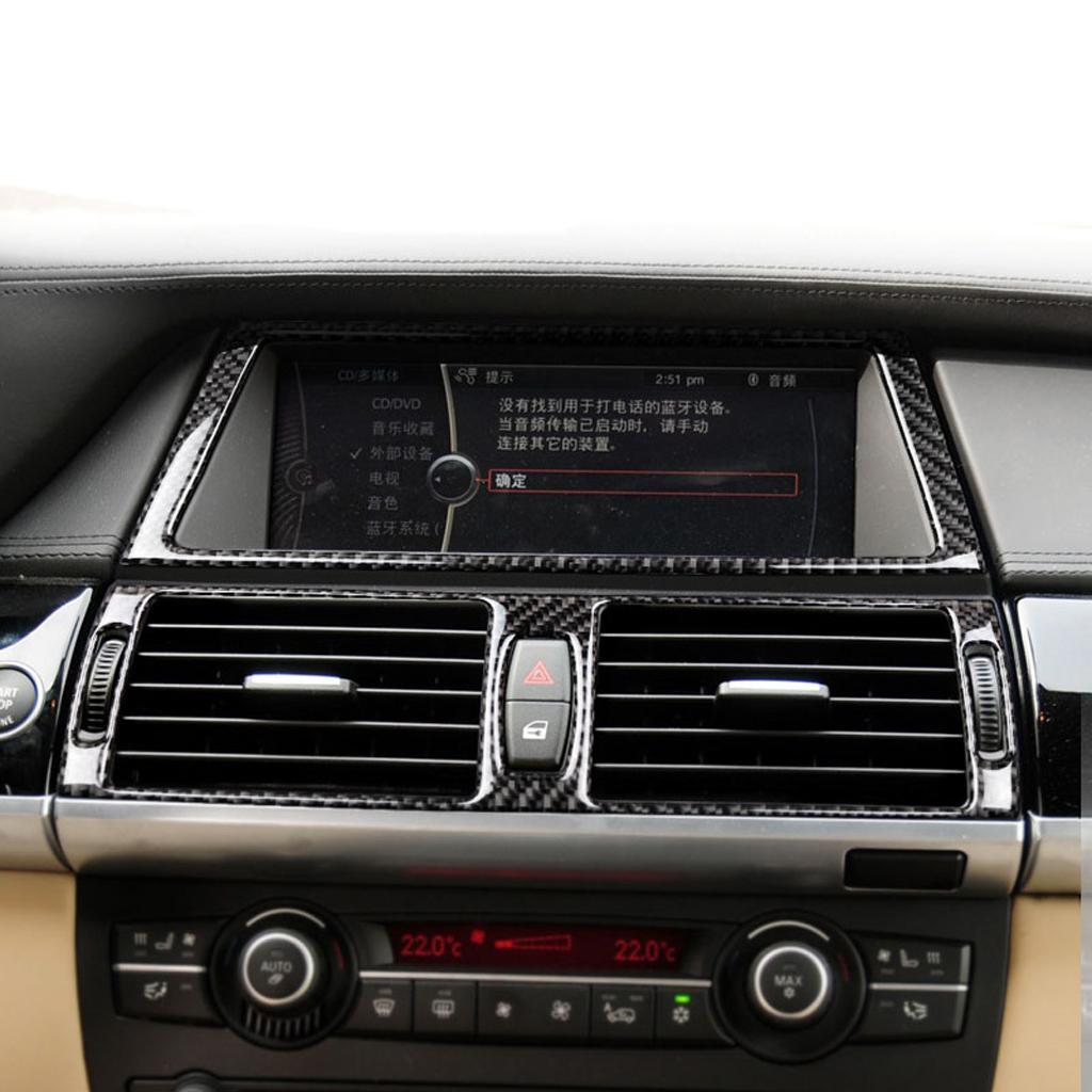 Carbon Fiber Gear Shift Box GPS Navigation Panel Trim For BMW E70 E71 X5 X6