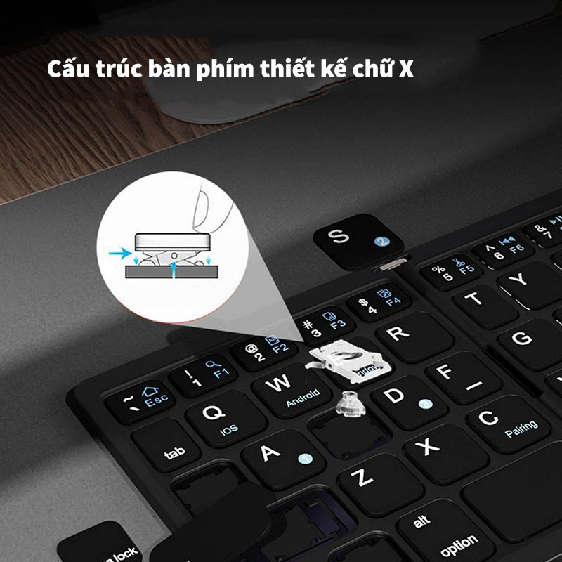 Bàn Phím Gập B055 Tích Hợp Touchpad Lớn, Kết Nối Bluetooth Cho Điện Thoại, Máy tính bảng, PC, Laptop - hàng nhập khẩu