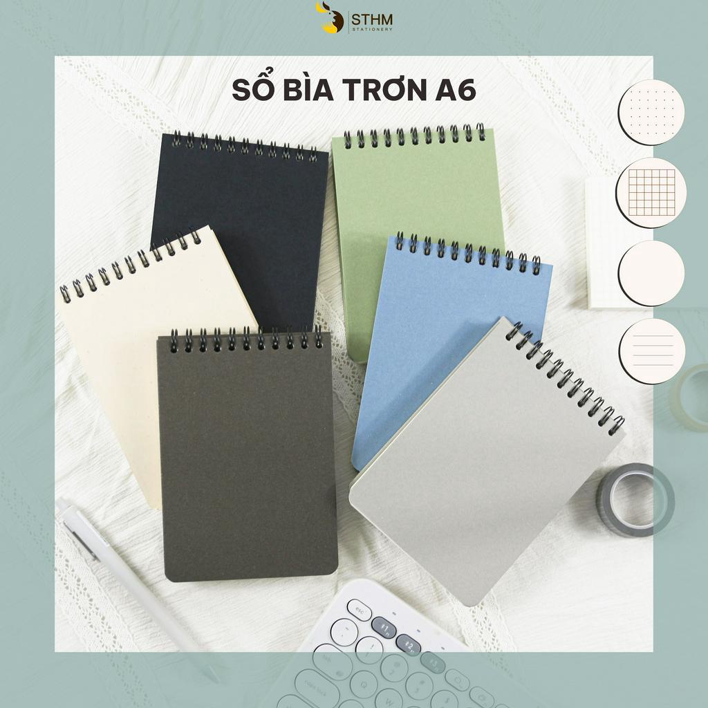 Sổ bìa cơ bản A6 bìa dày 1mm - Giấy kem 100gsm - Gáy phía trên (Giao đơn từ 80k)